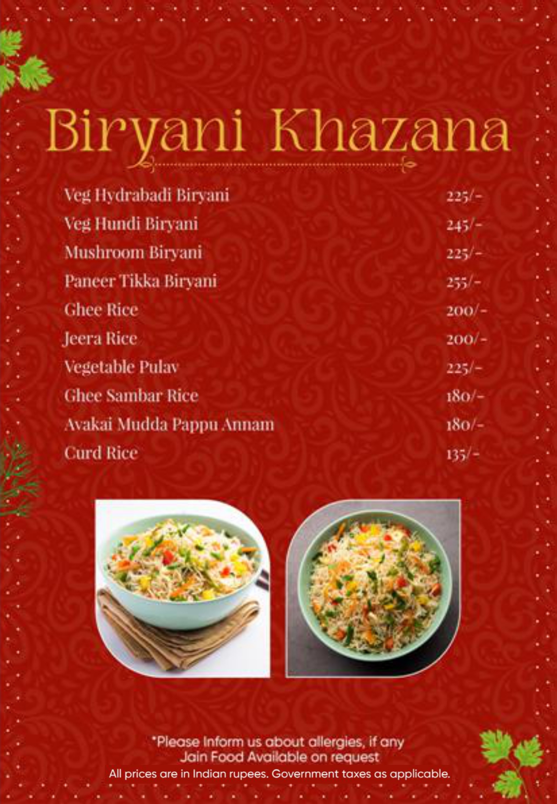 Restaurant menu page 17