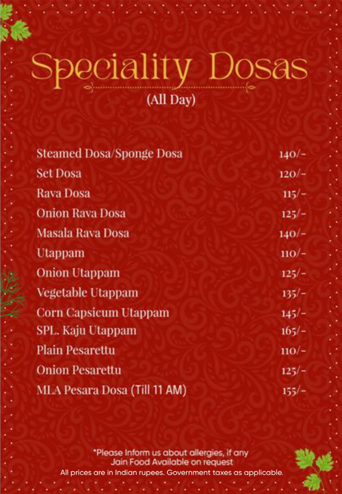 Restaurant menu page 4