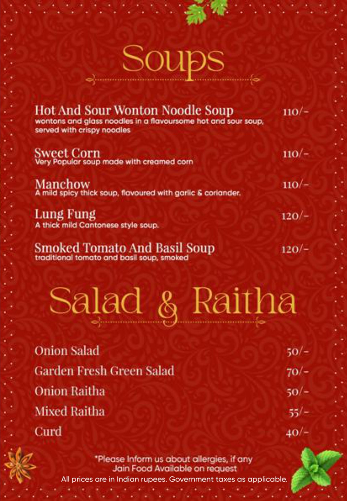 Restaurant menu page 7