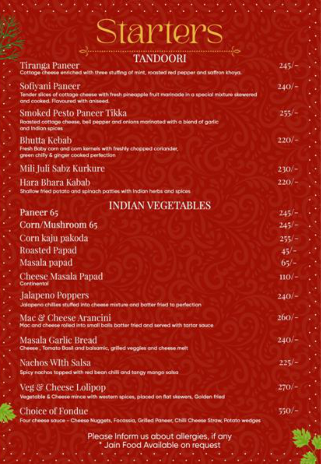 Restaurant menu page 9