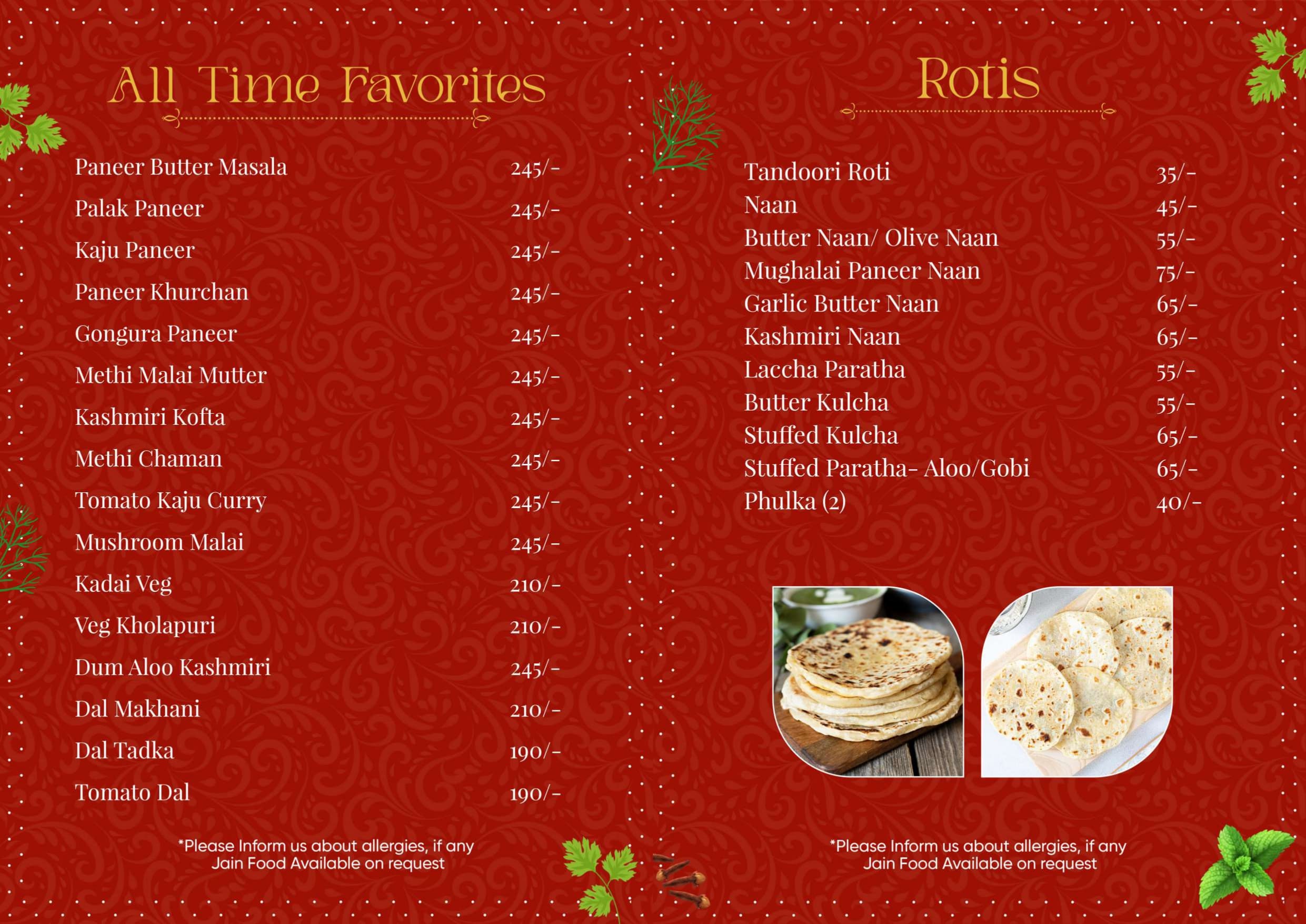 Restaurant menu page 9